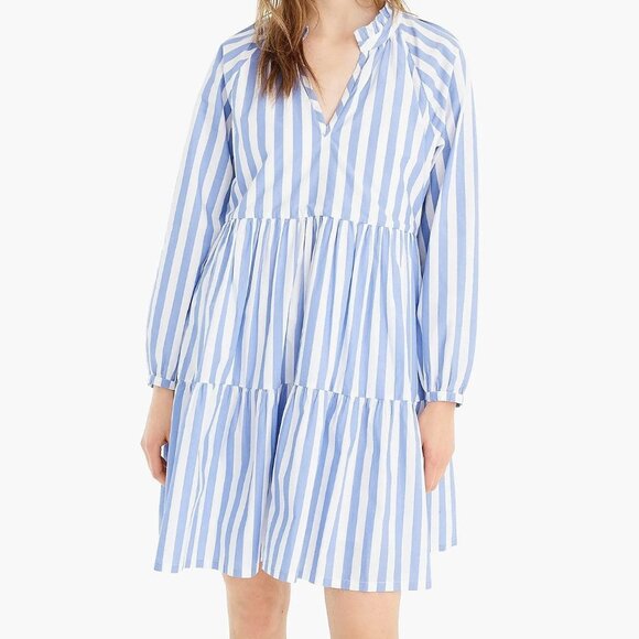 J. Crew Women's Tiered Popover Dress in Striped Cotton Poplin- Size S - Picture 13 of 15